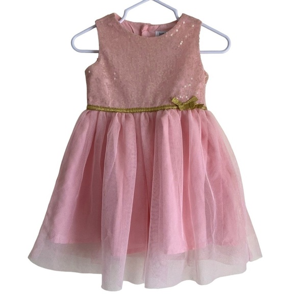Carters Baby Girls Holiday Dress Pink Gold Sequined Tulle Fairy Dress Sz 12mo - Picture 3 of 16